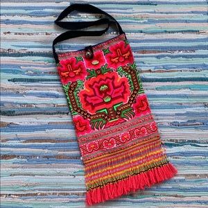 Embroidered Beaded Fringe Bag